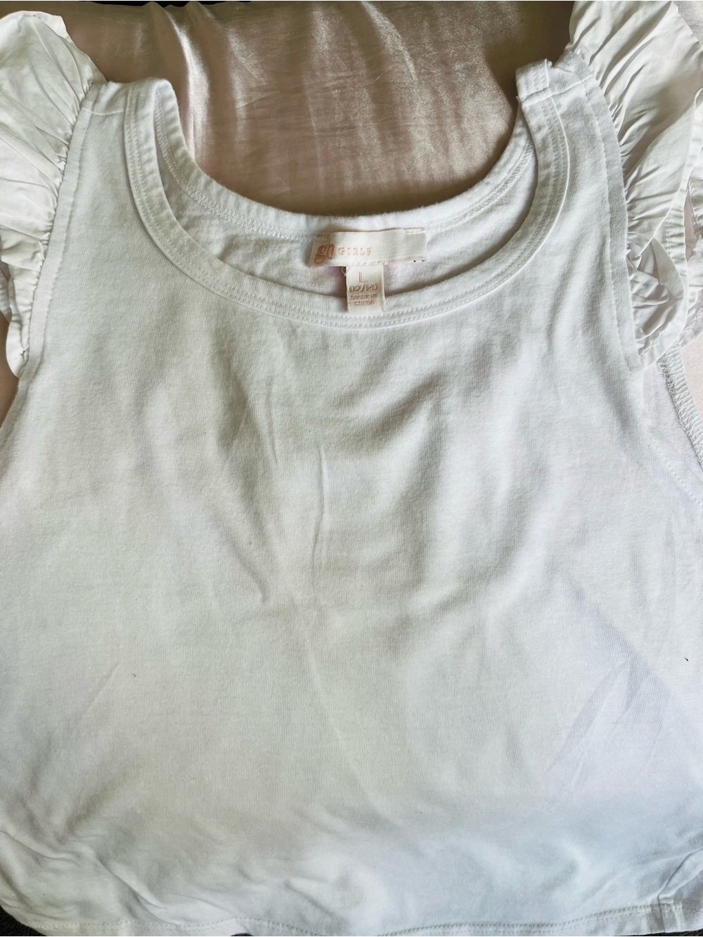 White Ruffle Sleeve Tank Top size 12/14